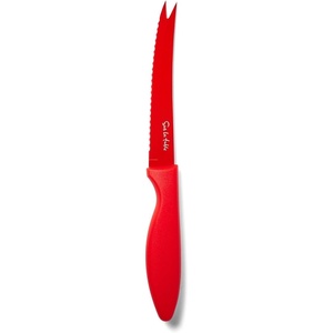 image:imageSur La Table Tomato Knife Red Serrated Blade Tomato and Soft Produce Knife with Fork Tip for Slicing and Serving