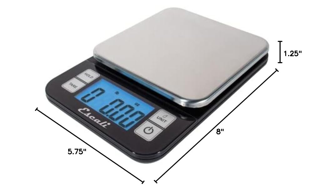 image:imageEscali Nutro Digital Food Scale MultiFunctional Kitchen Appliance Precise Weight Measuring and Portion Control Baking and Cooking Made Simple Stainless Steel Platform Black 1 UnitBlack