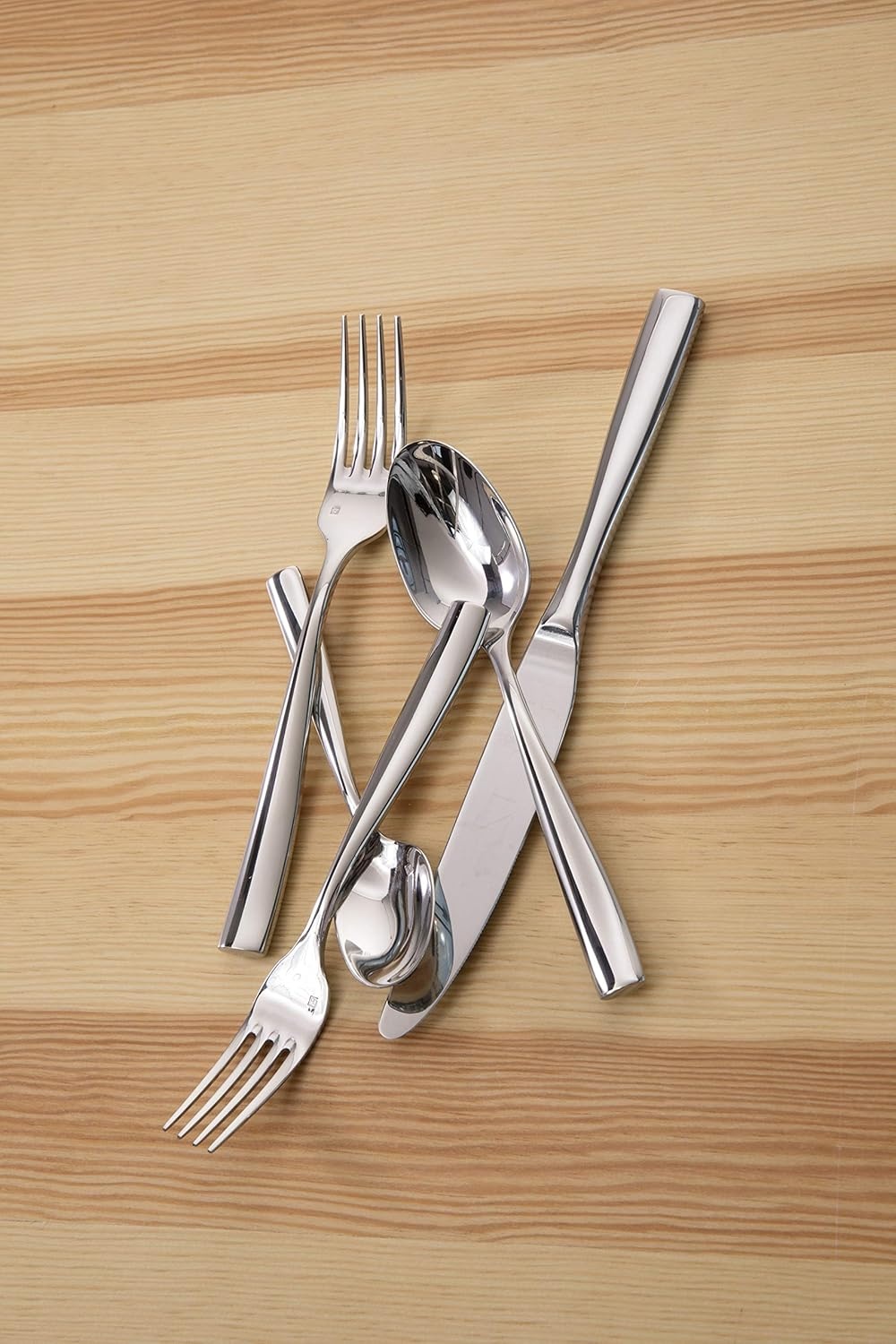 image:imageFortessa Lucca Faceted 1810 Stainless Steel Flatware Serving Spoon 9InchContemporary