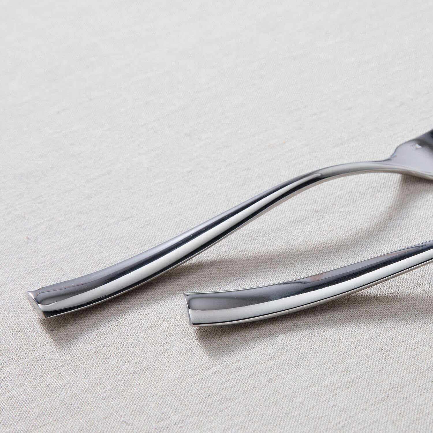 image:imageFortessa Lucca Faceted 1810 Stainless Steel Flatware Serving Spoon 9InchLucca