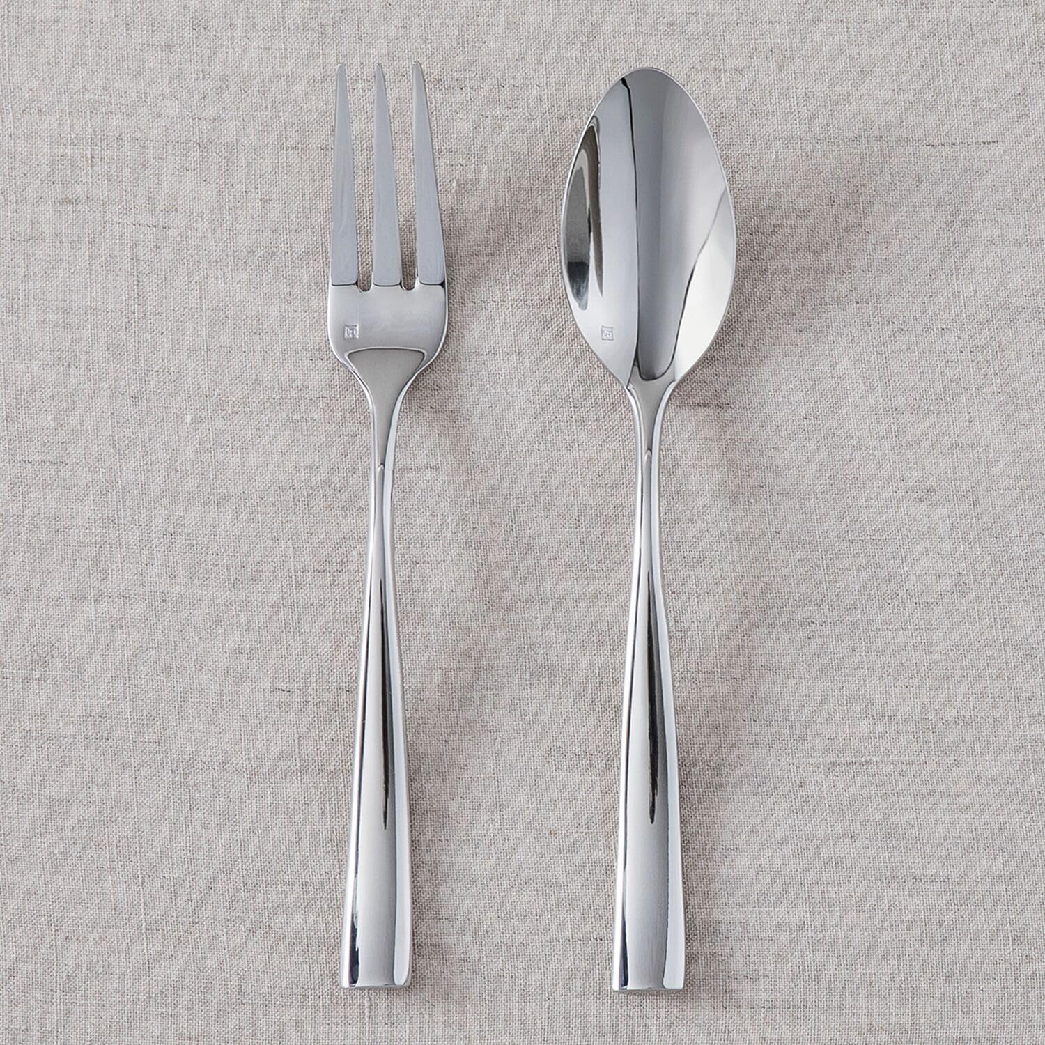 image:imageFortessa Lucca Faceted 1810 Stainless Steel Flatware Serving Spoon 9InchLucca