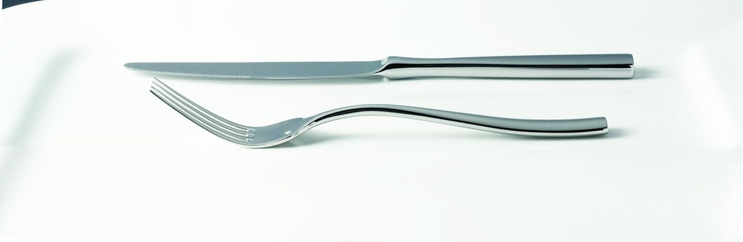 image:imageFortessa Lucca Faceted 1810 Stainless Steel Flatware Serving Spoon 9InchLucca