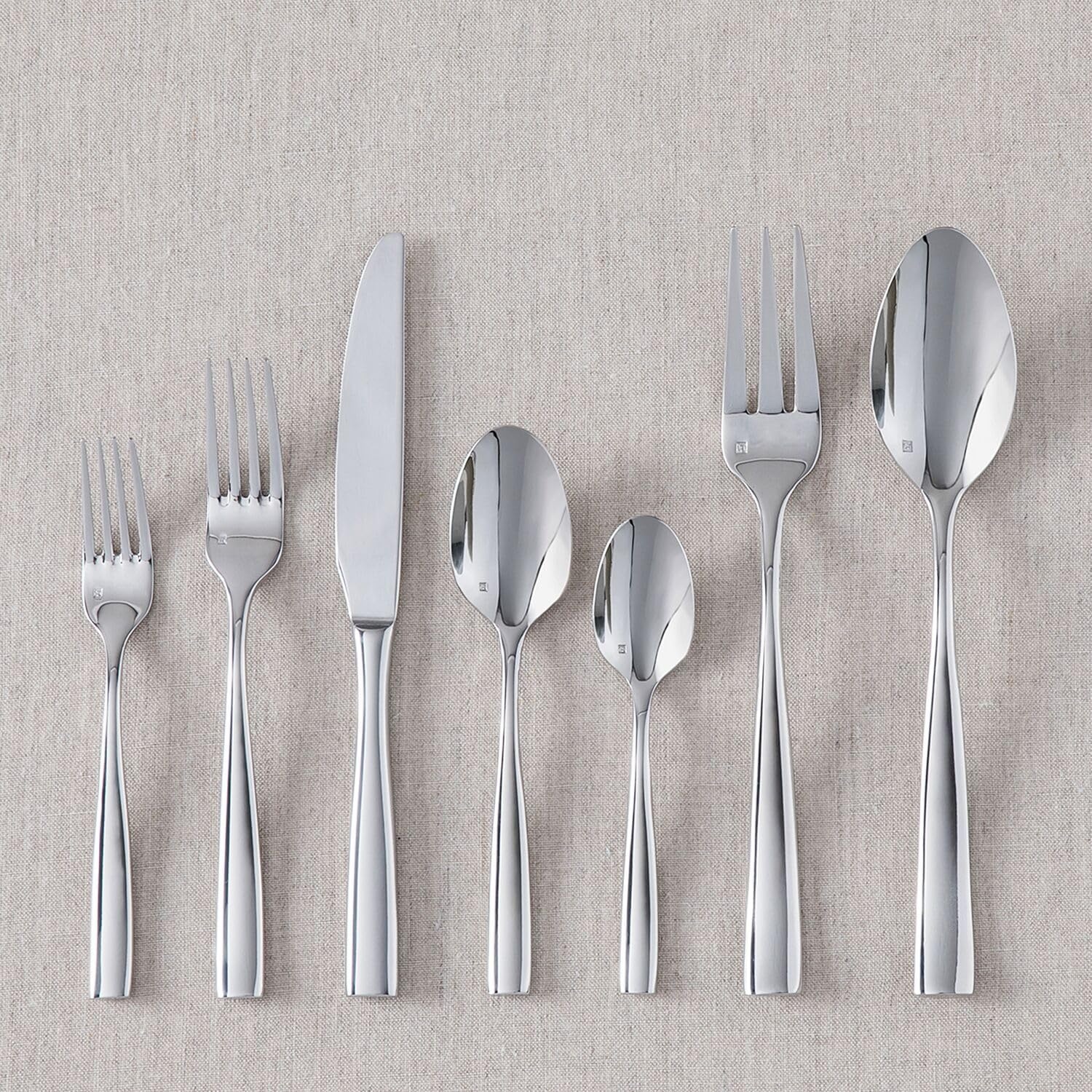 image:imageFortessa Lucca Faceted 1810 Stainless Steel Flatware Serving Spoon 9InchLucca