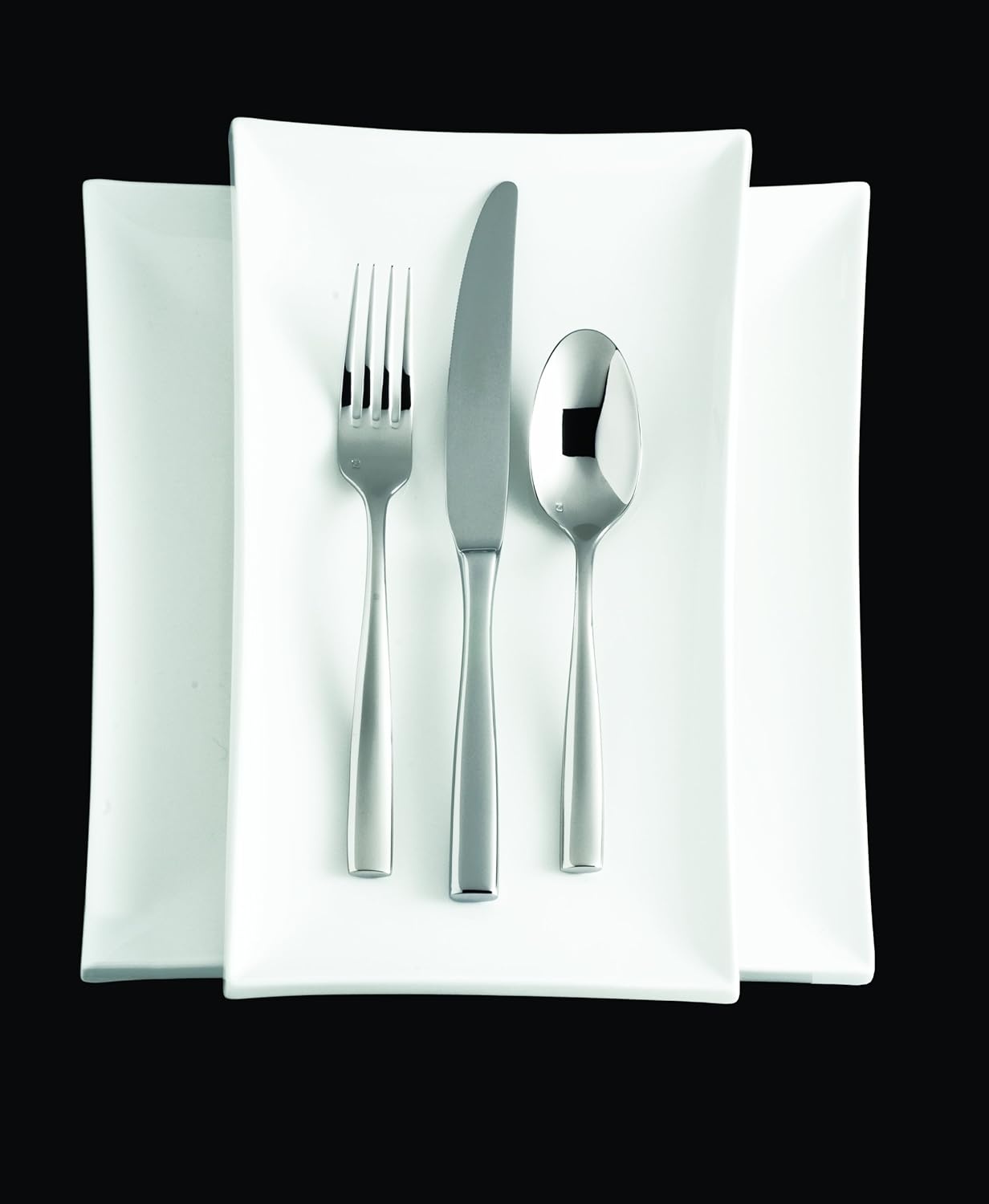 image:imageFortessa Lucca Faceted 1810 Stainless Steel Flatware Serving Spoon 9InchLucca