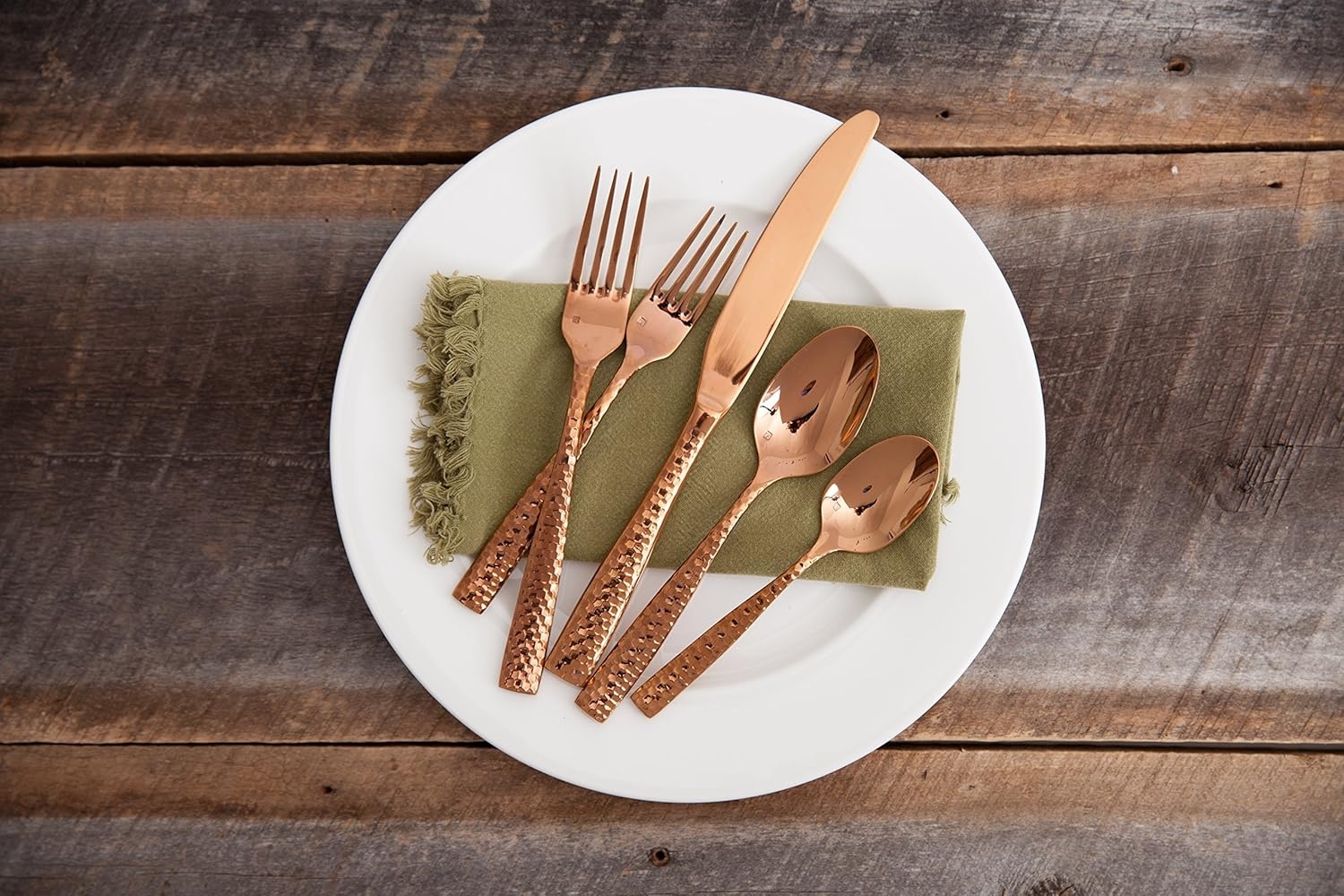 image:imageFortessa Lucca Faceted 1810 Stainless Steel Flatware Serving Spoon 9InchLucca Faceted Rose Gold