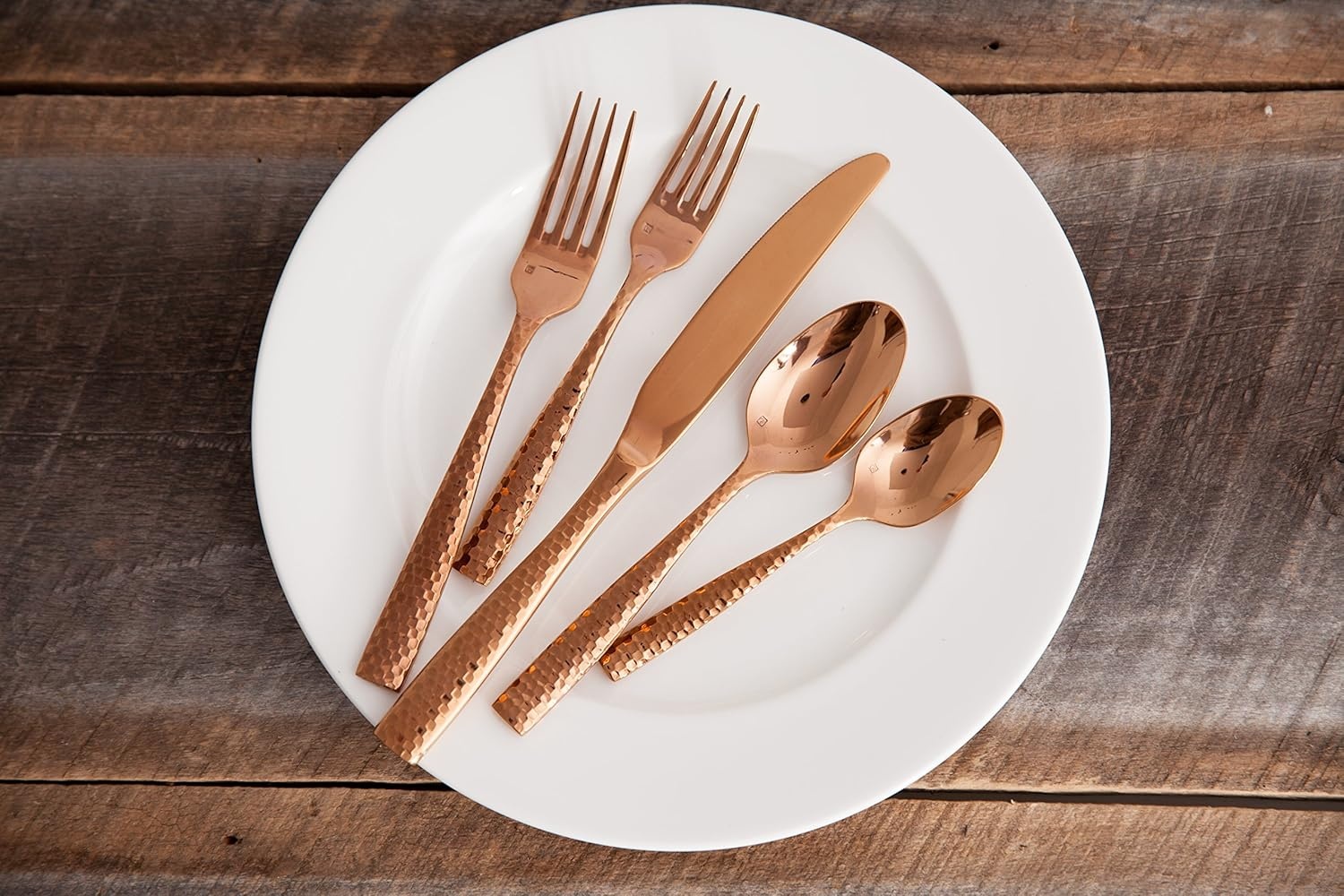 image:imageFortessa Lucca Faceted 1810 Stainless Steel Flatware Serving Spoon 9InchLucca Faceted Rose Gold