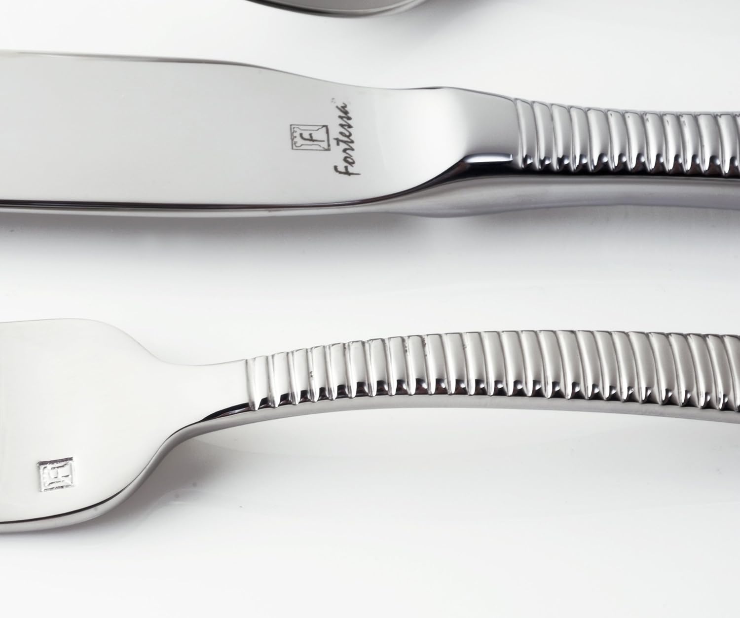 image:imageFortessa Lucca Faceted 1810 Stainless Steel Flatware Serving Spoon 9InchRingo