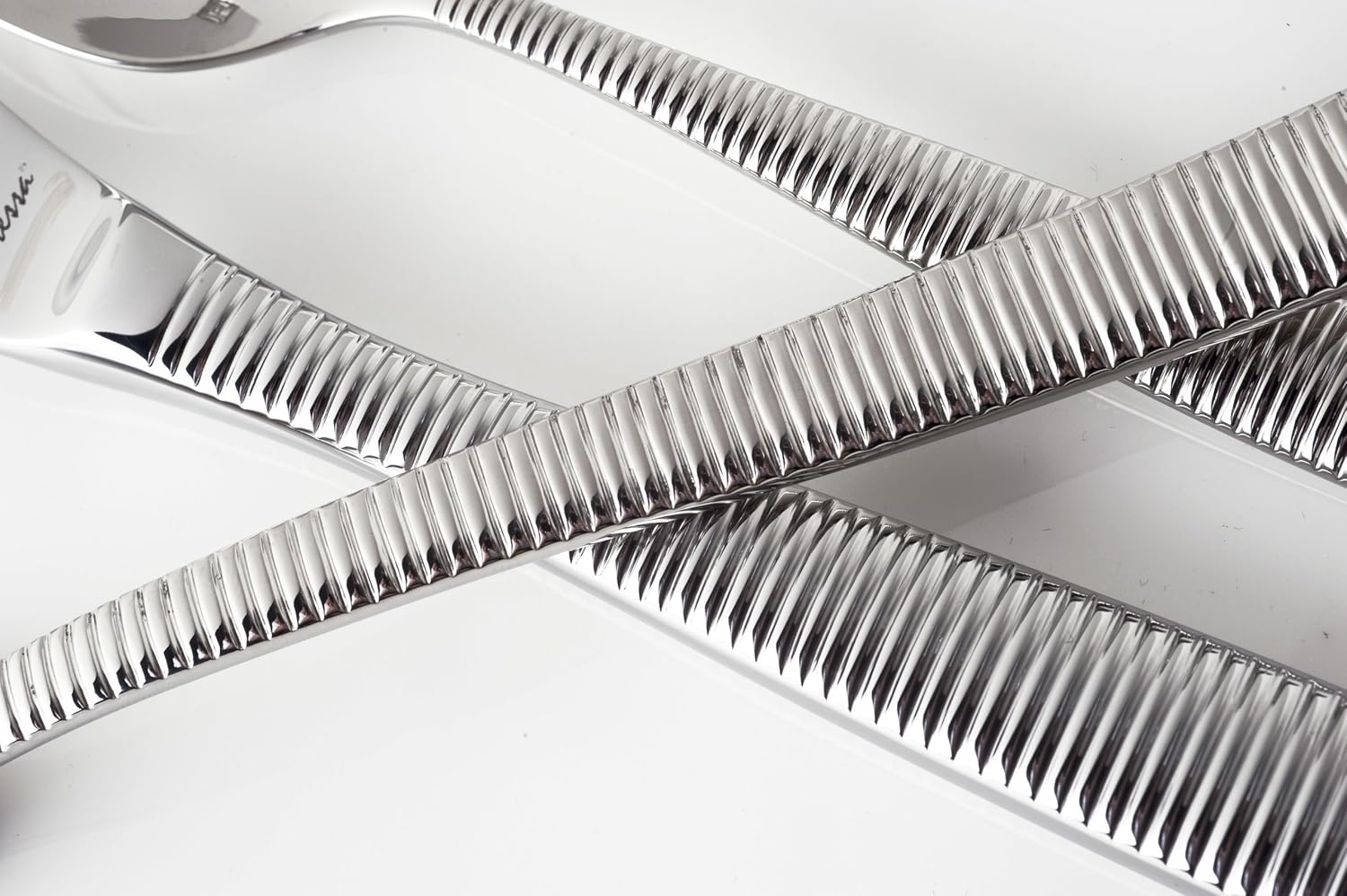 image:imageFortessa Lucca Faceted 1810 Stainless Steel Flatware Serving Spoon 9InchRingo