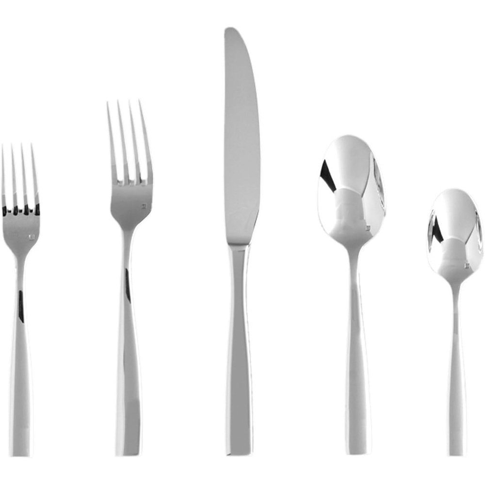image:imageFortessa Lucca Faceted 1810 Stainless Steel Flatware Serving Spoon 9InchContemporary