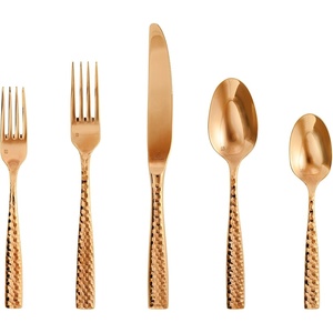 image:imageFortessa Lucca Faceted 1810 Stainless Steel Flatware Serving Spoon 9InchLucca Faceted Rose Gold
