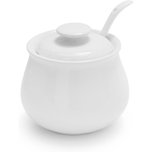 image:imageSur La Table White Porcelain Sugar Bowl with Spoon  11 oz Coffee amp Tea Sugar Holder Simple amp Stylish Whiteware for Everyday Use or Entertaining Matching Creamer Available Dishwasher  Includes 4