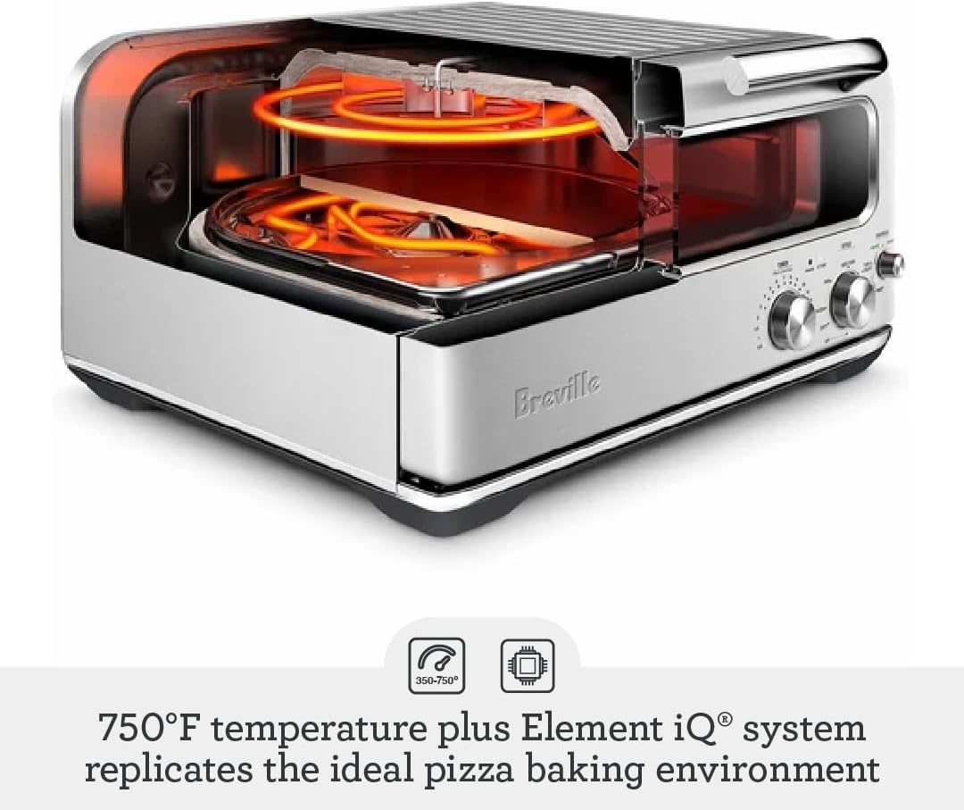 image:imageBreville BPZ820BSS Smart Oven Pizzaiolo Countertop Pizza Maker Brushed Stainless SteelBlack Truffle