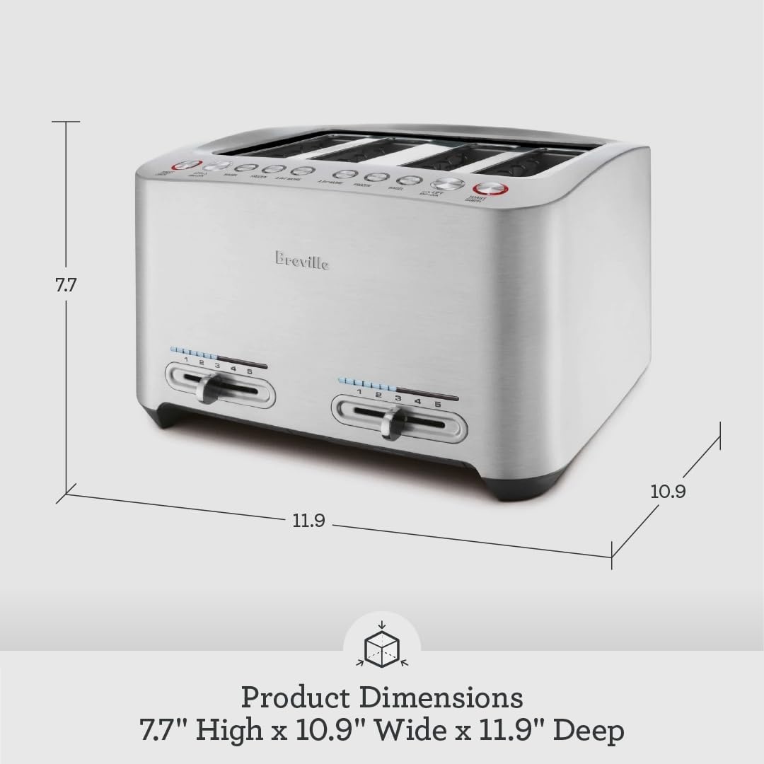 image:imageBreville BTA840XL DieCast Smart Toaster 4 Slice Brushed Stainless Steel4Slice