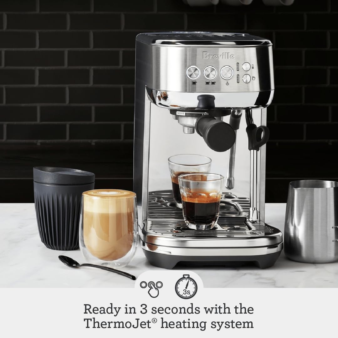 image:imageBreville Bambino Plus Espresso Machine BES500BSS Brushed Stainless SteelBlack Stainless Steel