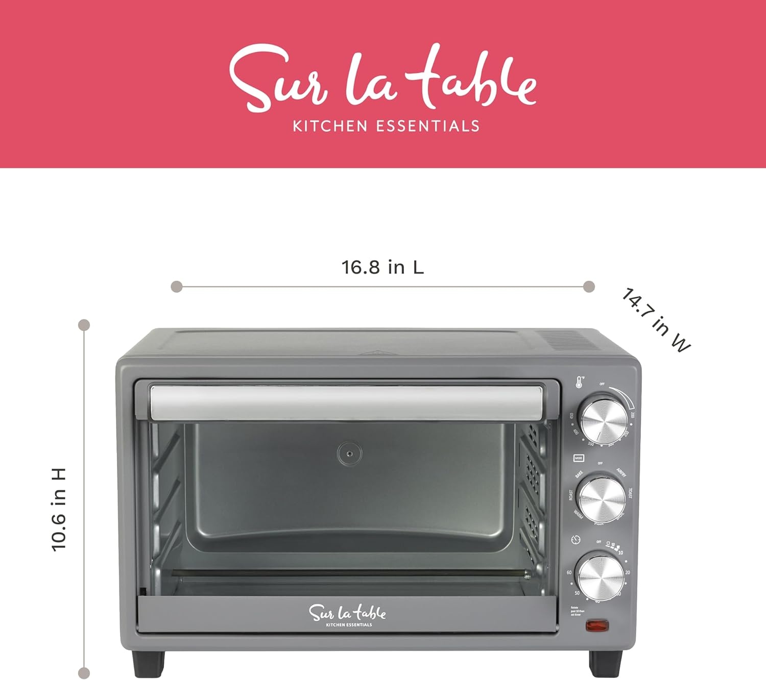 image:imageSUR LA TABLE KITCHEN ESSENTIALS Multifunctional Air Fryer Toaster Oven with Large Window for Easy Viewing Designed with 7Presets Air Fry Bake Roast Broil and Toast in Minutes 1500w