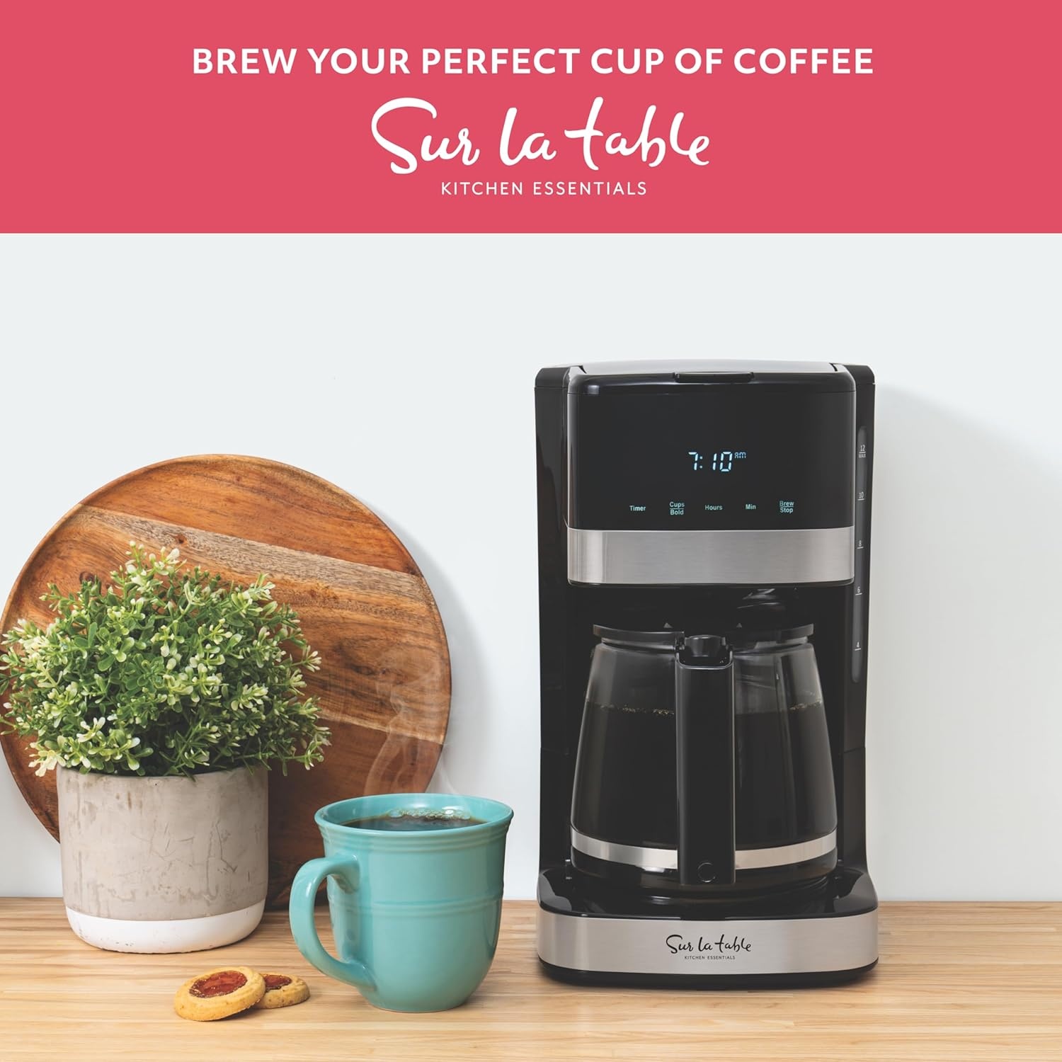 image:imageSur La Table KITCHEN ESSENTIALS 12Cup Programmable Coffee Maker with Brew Strength Control and 24hrProgrammable Timer 1000w