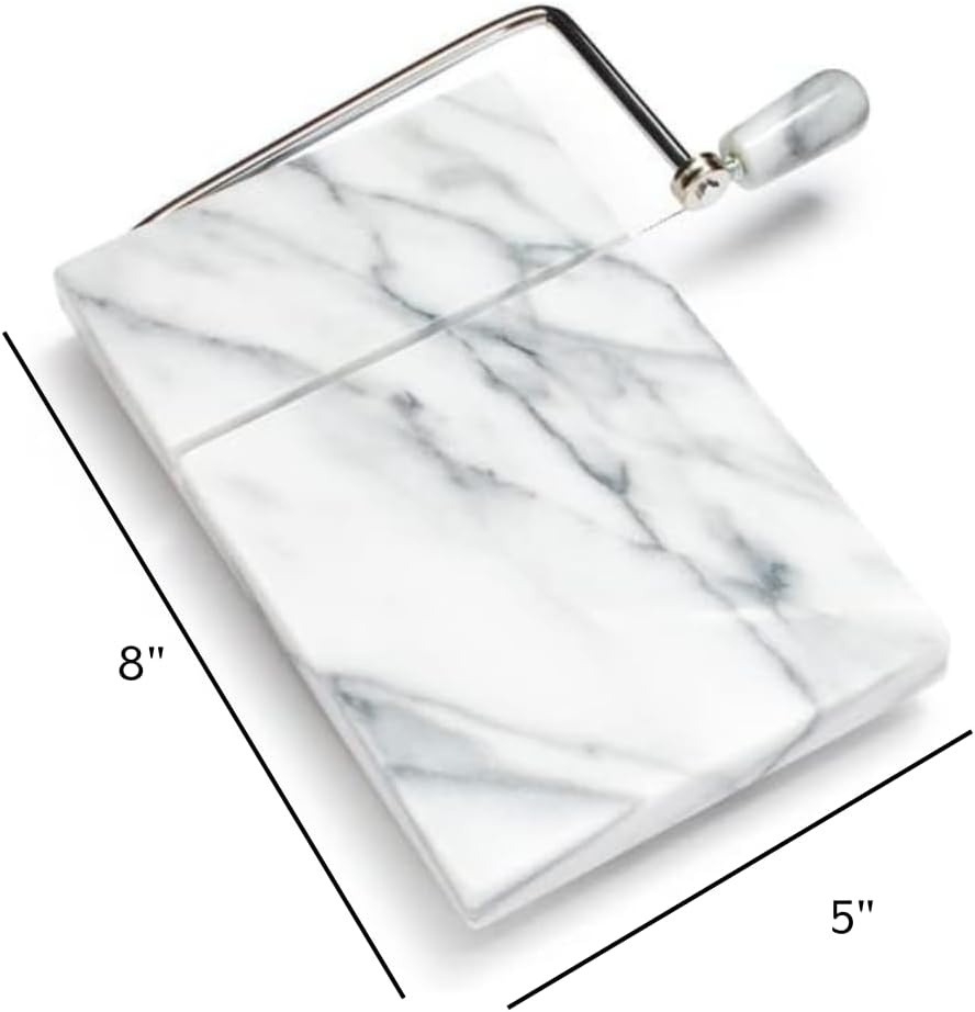 image:imageSur La Table Marble Cheese Board and Slicer Natural Stone Board with Wire Slicer and 2 Replacement Wires for Cheese Service 5 in x 8 in