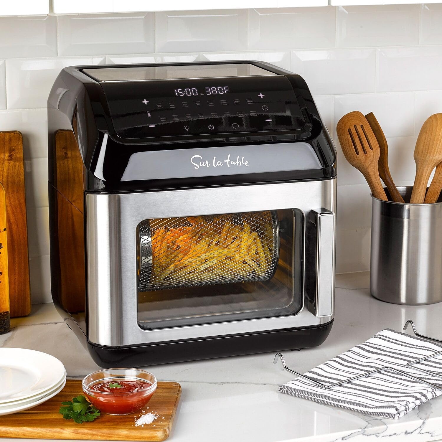 image:imageSur La Table MultiFunction Air Fryer Left Hinge Door 8in1 Cooking Functions Fits a Whole Chicken 13 Qt