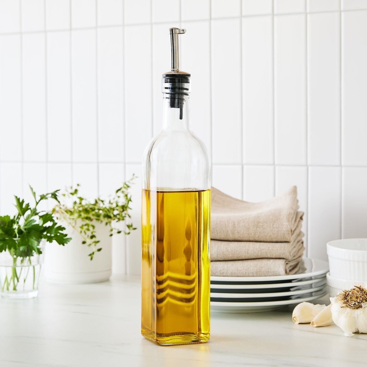 image:imageSur La Table Olive Oil Cruet with Pourer Clear Glass Vessel with NoDrip Spout for Precise Oil and Vinegar Dispensing
