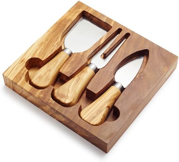 image:imageSur La Table Olivewood Cheese Knife Set Tan