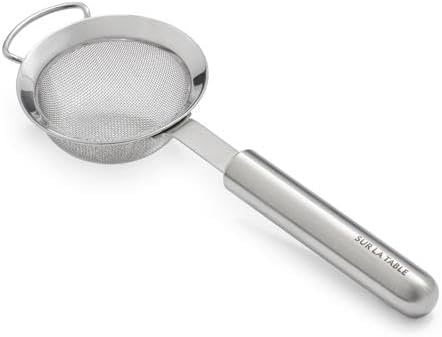 image:imageSur La Table Stainless Steel Sieve 4 Fine Mesh Strainer with Weighted Ergonomic Handle 188 NonCorrosive Metal for Sifting Rinsing amp Straining