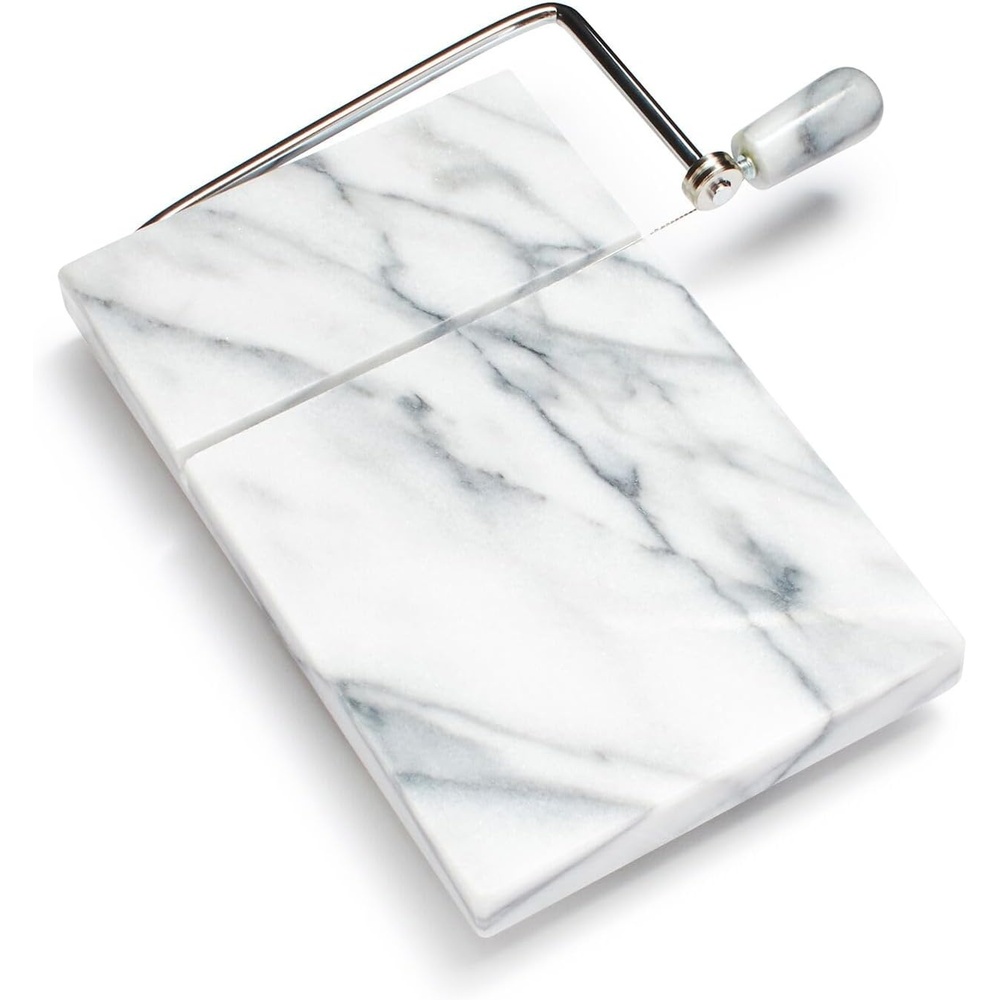 image:imageSur La Table Marble Cheese Board and Slicer Natural Stone Board with Wire Slicer and 2 Replacement Wires for Cheese Service 5 in x 8 in