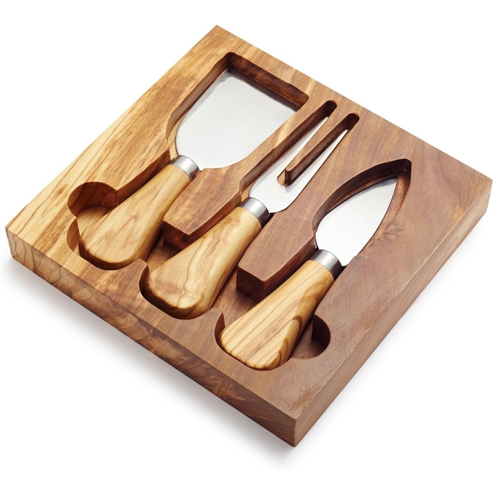 image:imageSur La Table Olivewood Cheese Knife Set Tan