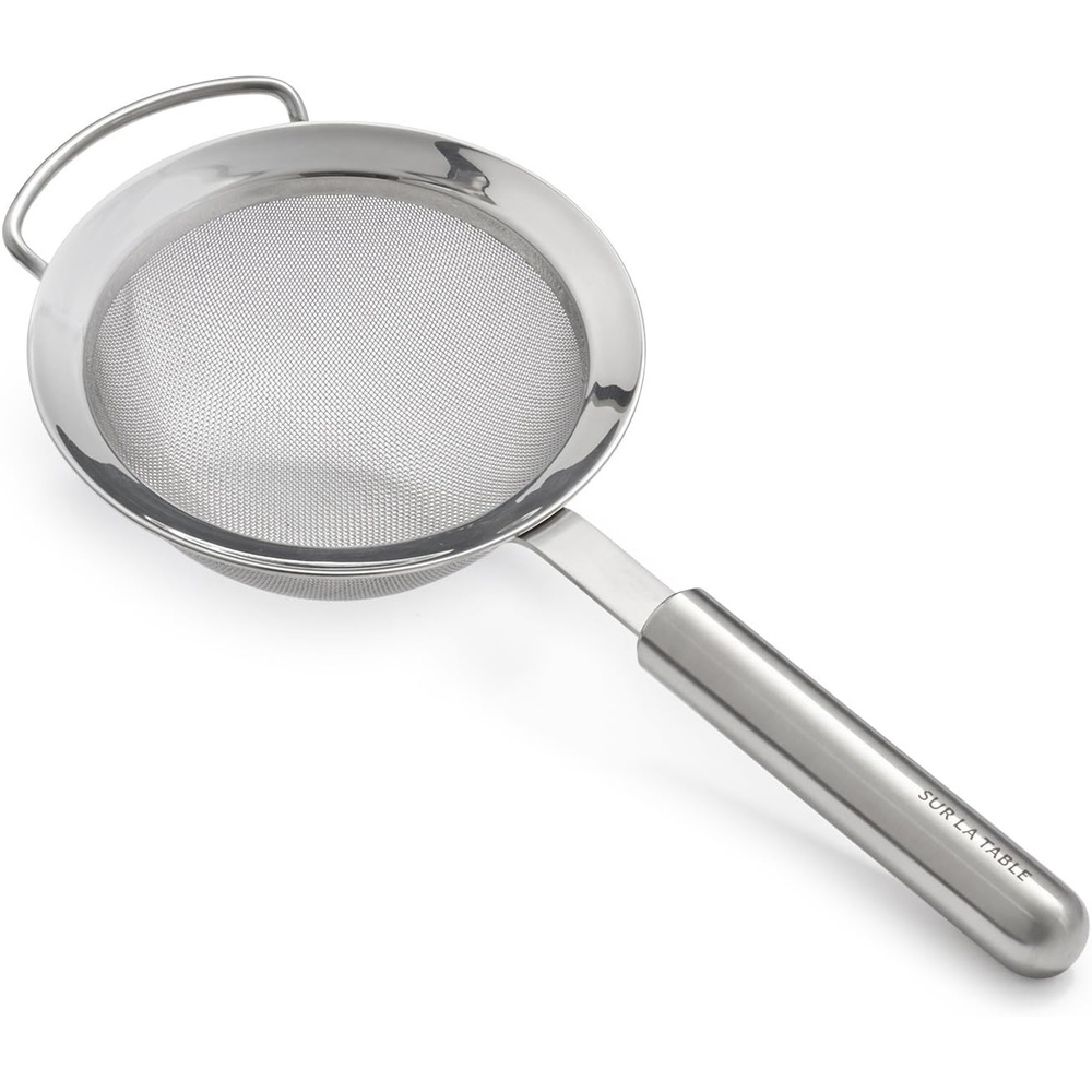 image:imageSur La Table Stainless Steel Sieve 4 Fine Mesh Strainer with Weighted Ergonomic Handle 188 NonCorrosive Metal for Sifting Rinsing amp Straining