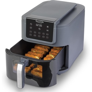 image:imageSUR LA TABLE KITCHEN ESSENTIALS 5in1 Compact 8Quart Basket Air Fryer with Window for Easy Viewing Digital Touchscreen Display with 10Presets Air Fry Bake Broil and Reheat in Minutes 1500w