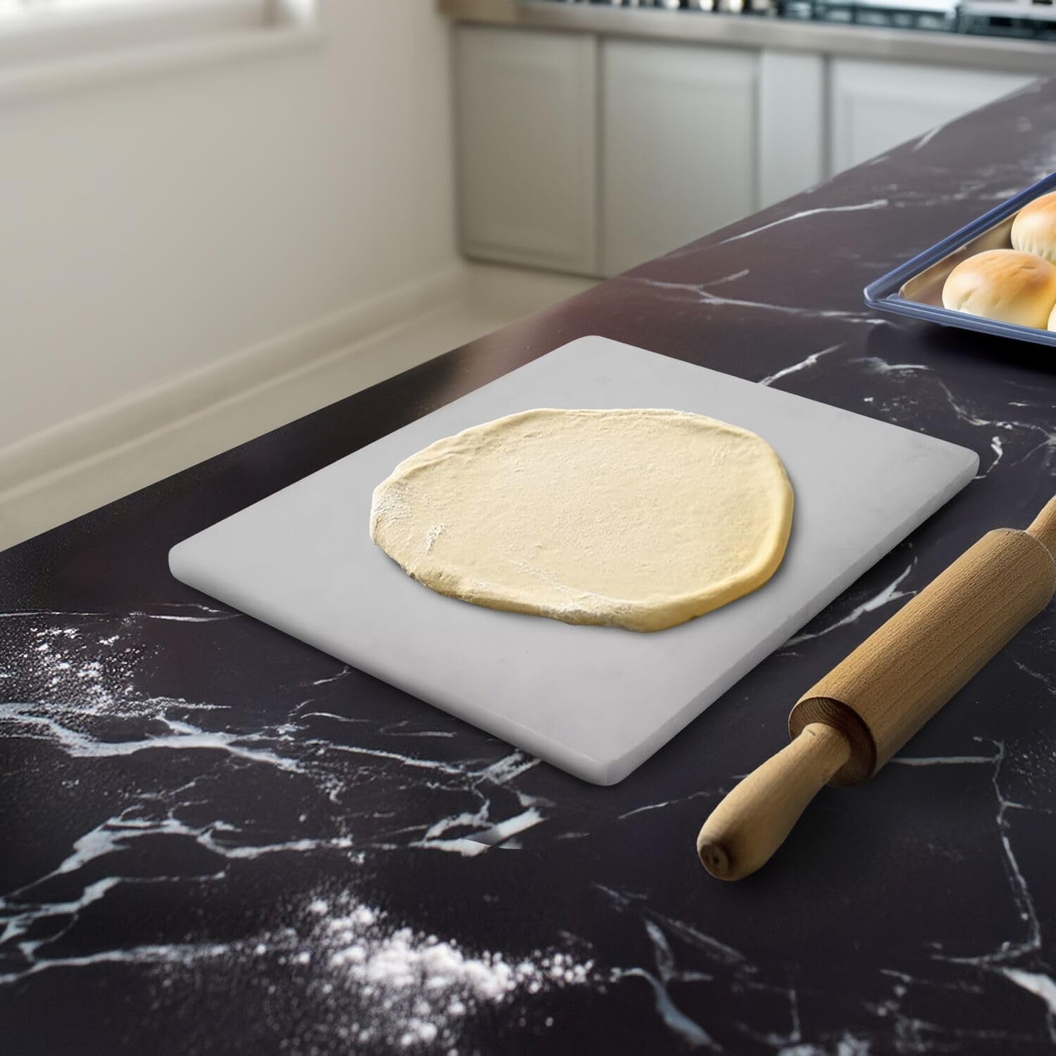 image:imageSur La Table Marble Pastry Board 20 x 16 Natural White Marble Slab for Baking Dough Rolling amp Candy Making Cool Surface Ideal for Home Bakers