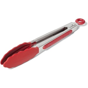 image:imageSur La Table SiliconeTipped Tongs 7 in Black Compact Nonstick Tongs for Precision Plating and Small Plate Service 7 inDark Red