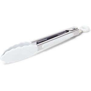 image:imageSur La Table SiliconeTipped Tongs 7 in Black Compact Nonstick Tongs for Precision Plating and Small Plate Service 7 inWhite