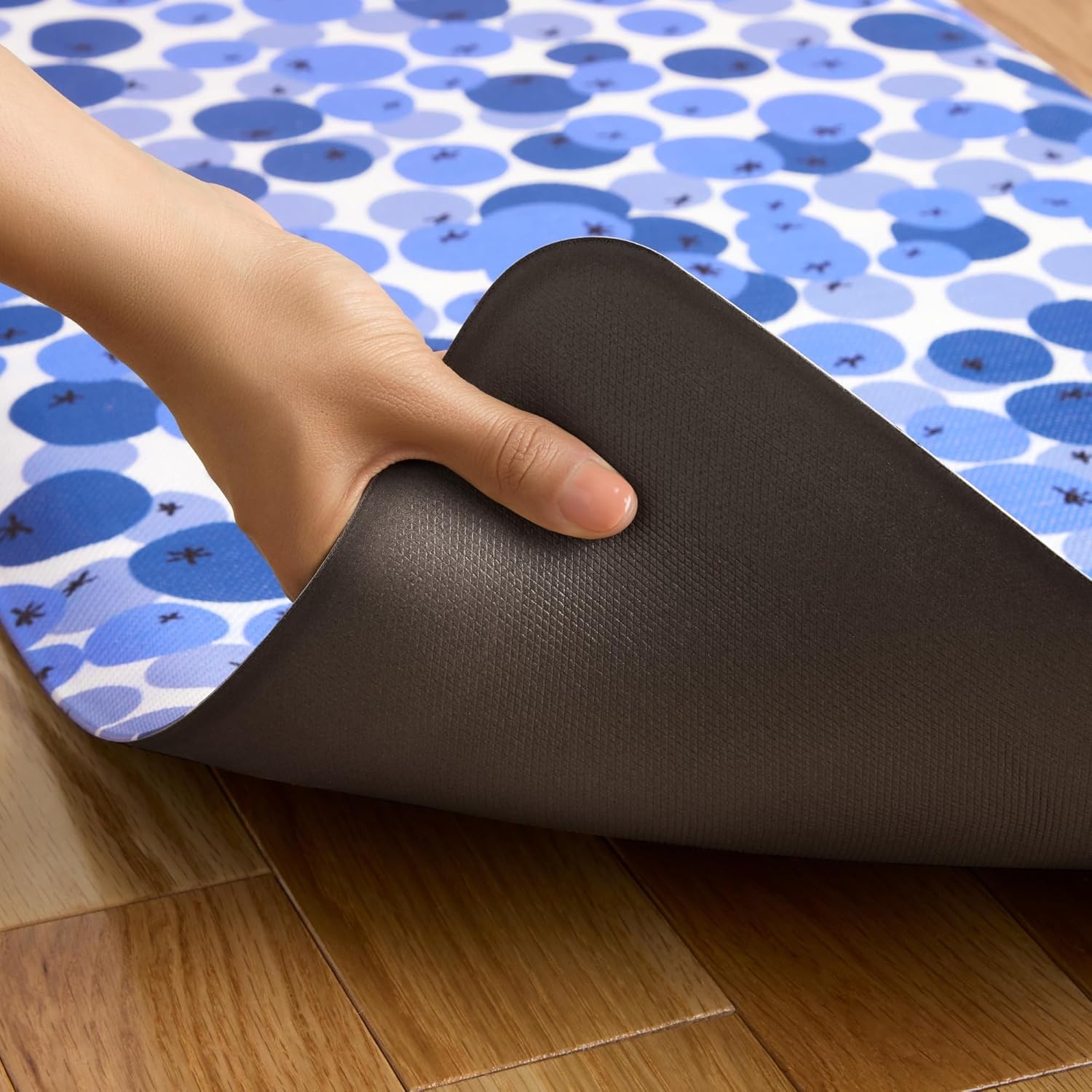 image:imageSUR LA Table Kitchen Essentials Home Sweet Home Quirky Strawberries Fruit Anti Fatigue Comfort Mat Kitchen Mat Standing Mat NonSlip Backing PinkGreenCream 20x39BlueWhite