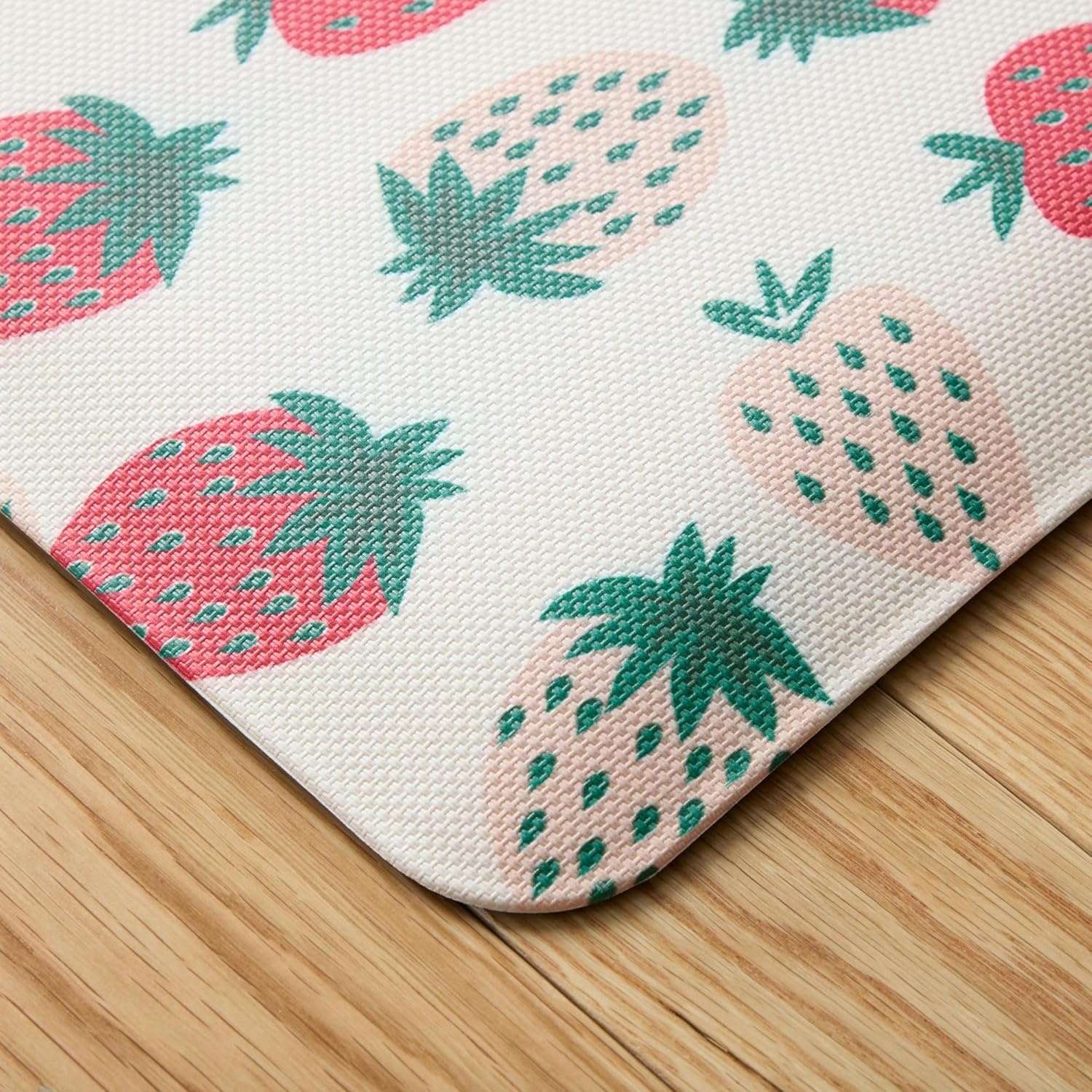 image:imageSUR LA Table Kitchen Essentials Home Sweet Home Quirky Strawberries Fruit Anti Fatigue Comfort Mat Kitchen Mat Standing Mat NonSlip Backing PinkGreenCream 20x39PinkGreenCream