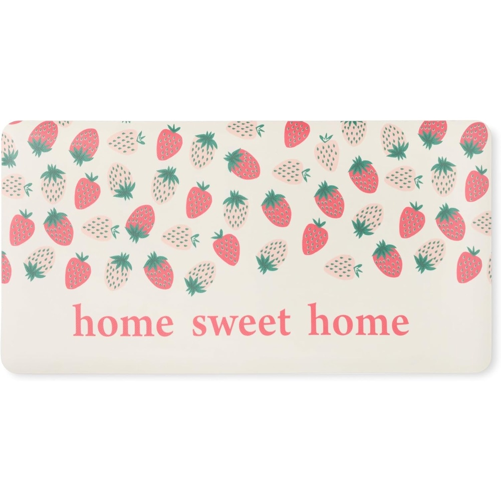 image:imageSUR LA Table Kitchen Essentials Home Sweet Home Quirky Strawberries Fruit Anti Fatigue Comfort Mat Kitchen Mat Standing Mat NonSlip Backing PinkGreenCream 20x39PinkGreenCream