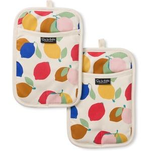 image:imageSUR LA Table Kitchen Essentials Fresh Blueberries Fruit Potholder 2Pack Set Heat Resistant 100 Cotton Flexible NonSlip Silicone Grip BlueWhite 7x10YellowBlueIvory