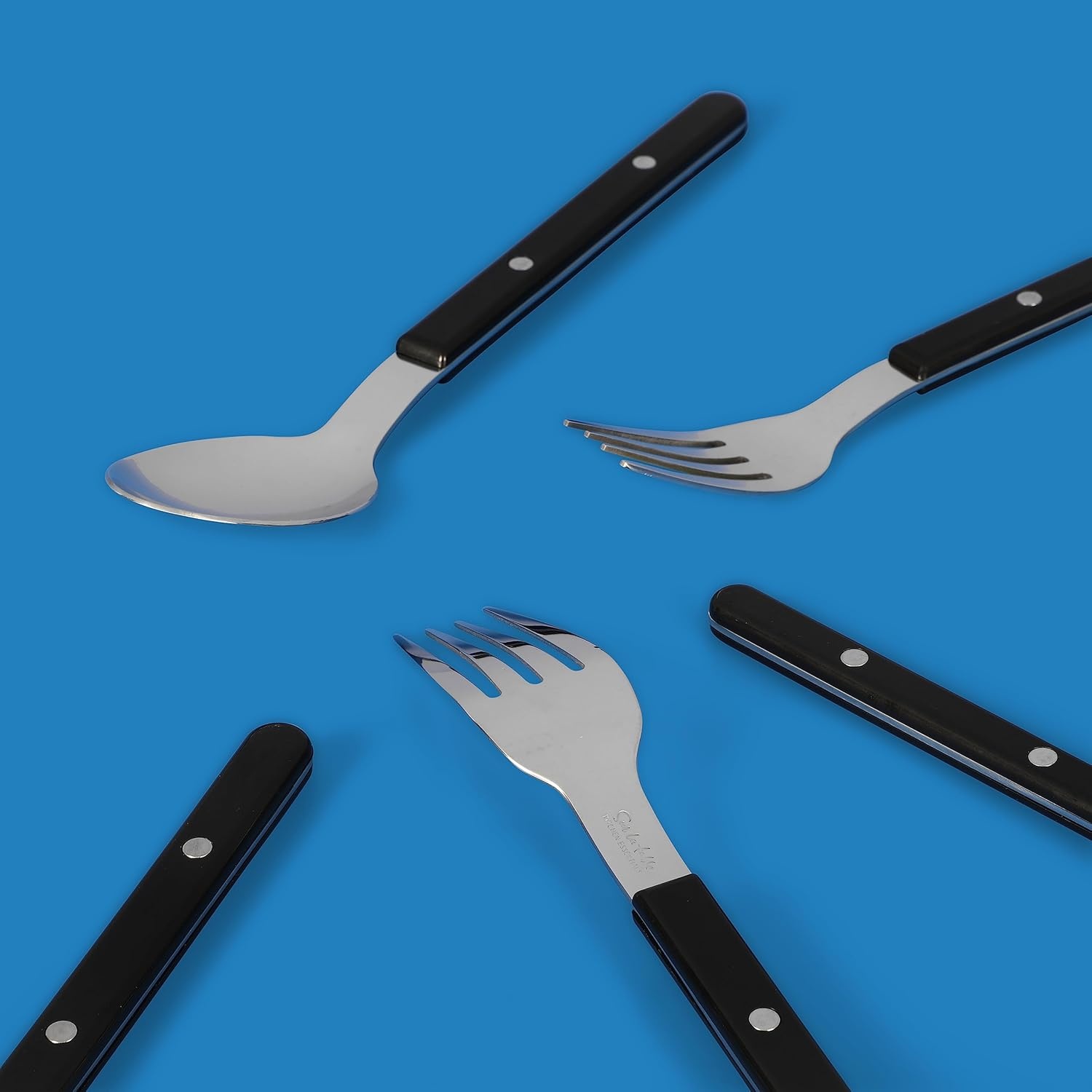 image:imageSur La Table Kitchen Essentials 20 Piece Flatware Silverware Set Stainless Steel Utensils Forks Spoons Knives LinenBlack