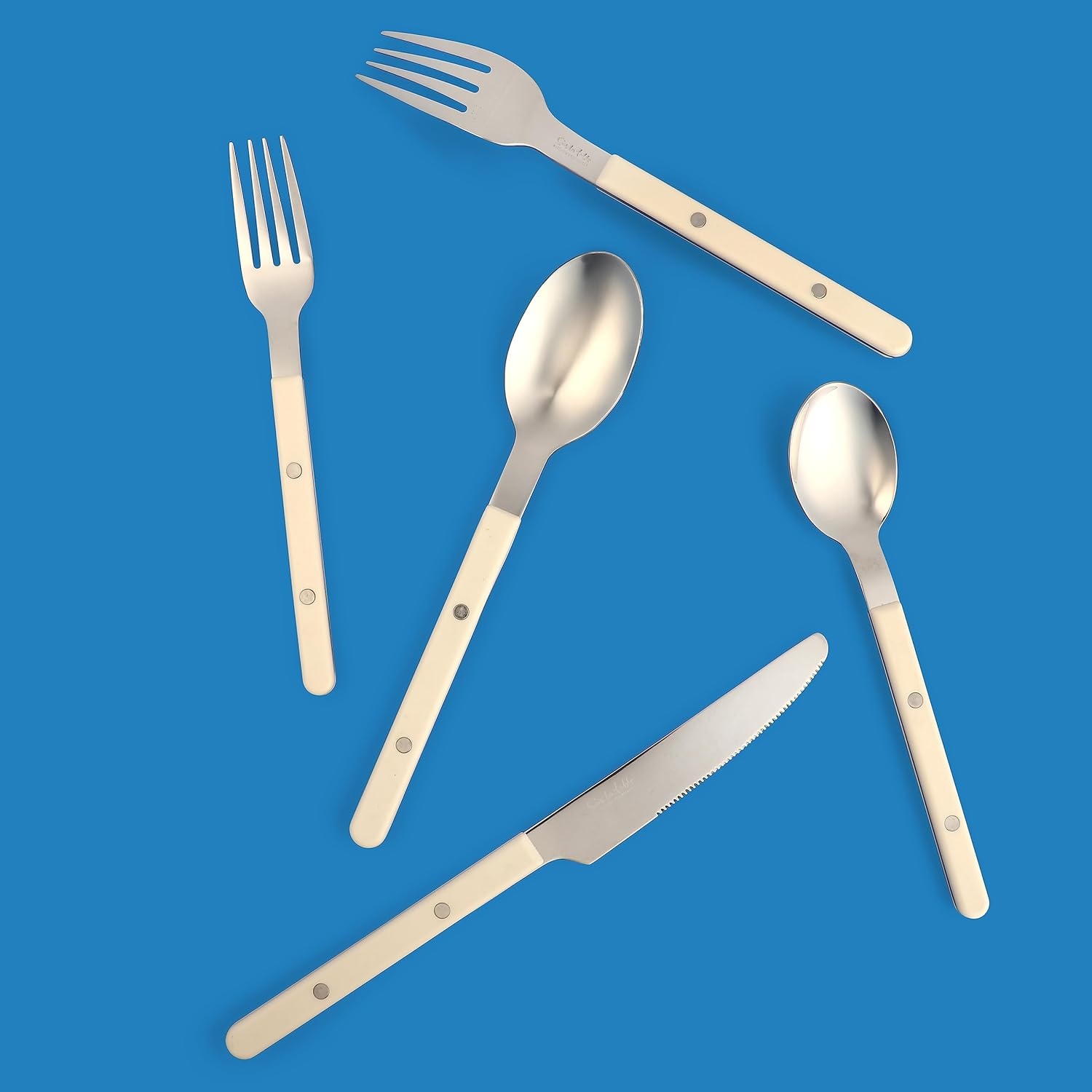 image:imageSur La Table Kitchen Essentials 20 Piece Flatware Silverware Set Stainless Steel Utensils Forks Spoons Knives LinenLinen