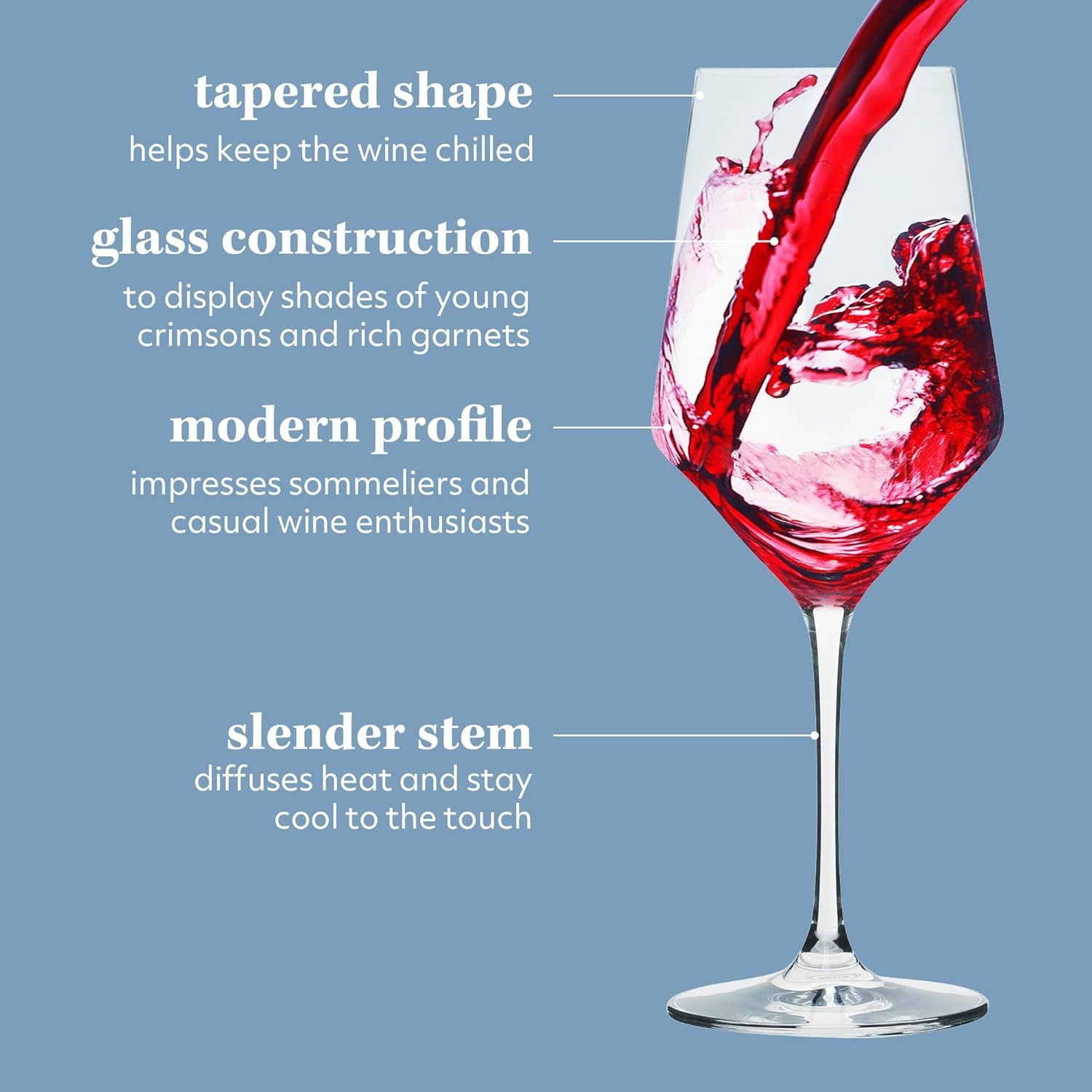 image:imageSur La Table Kitchen Essentials Vino Breeze Crystal Clear 18 OZ 4 Pack All Purpose White Wine Glass With Modern Curve SilhouetteGlass