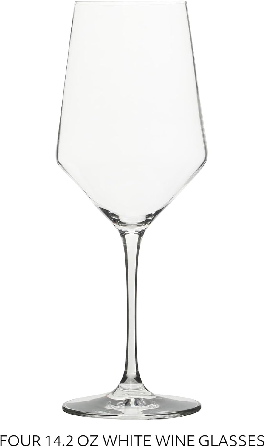 image:imageSur La Table Kitchen Essentials Vino Breeze Crystal Clear 18 OZ 4 Pack All Purpose White Wine Glass With Modern Curve SilhouetteGlass