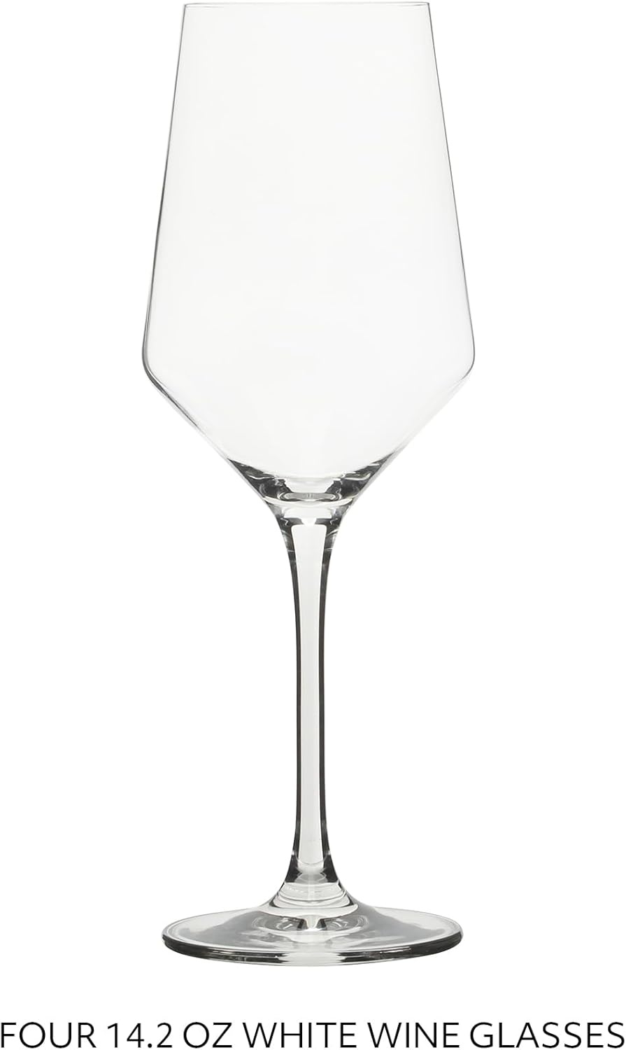 image:imageSur La Table Kitchen Essentials Vino Breeze Crystal Clear 18 OZ 4 Pack All Purpose White Wine Glass With Modern Curve SilhouetteGlass