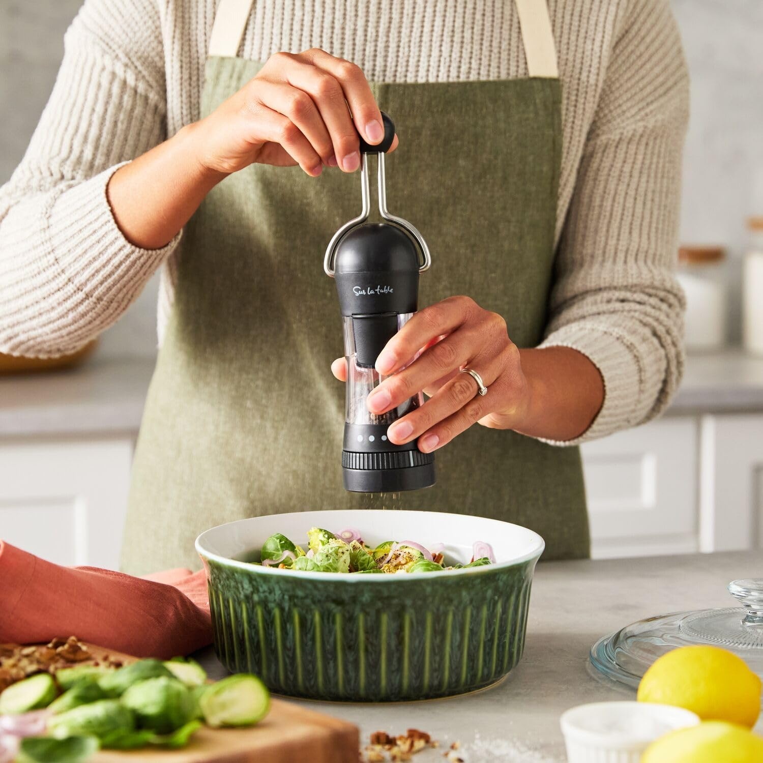 image:imageSur La Table Ratchet Mill Black Ceramic Stone Grinder Pepper amp Spice Grinder with Adjustable Coarseness FrontLoading Refill Durable Manual Seasoning Tool for Kitchen and TableBlack