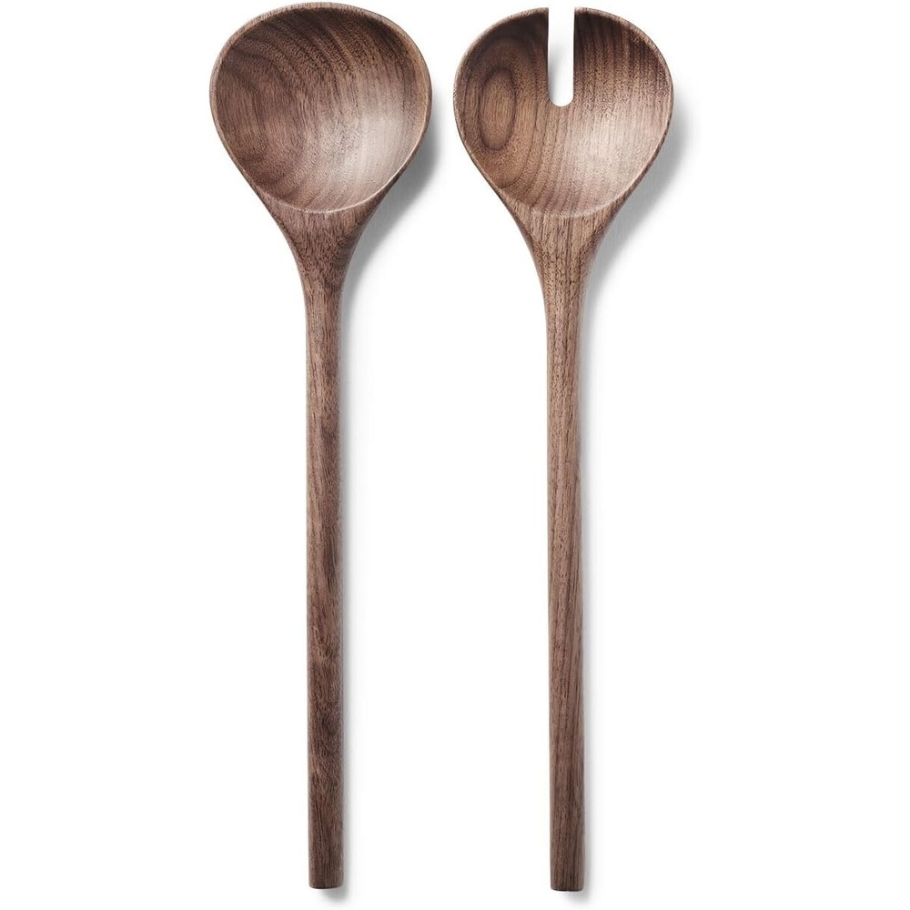image:imageSur La Table Black Walnut Servers Set of 2 American Black Walnut Salad Servers for Tossing and Presenting Salads Set of 2