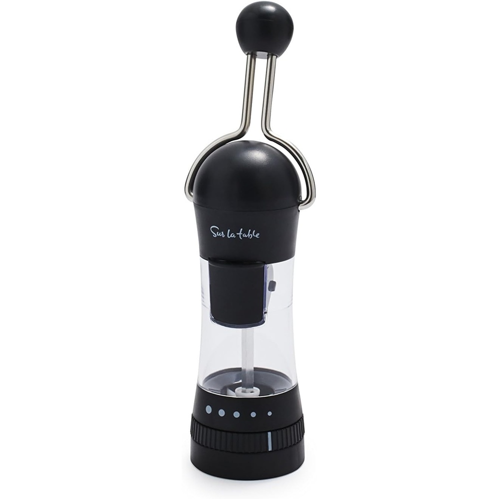 image:imageSur La Table Ratchet Mill Black Ceramic Stone Grinder Pepper amp Spice Grinder with Adjustable Coarseness FrontLoading Refill Durable Manual Seasoning Tool for Kitchen and TableBlack