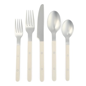 image:imageSur La Table Kitchen Essentials 20 Piece Flatware Silverware Set  Stainless Steel Utensils  Forks Spoons Knives  LinenLinen