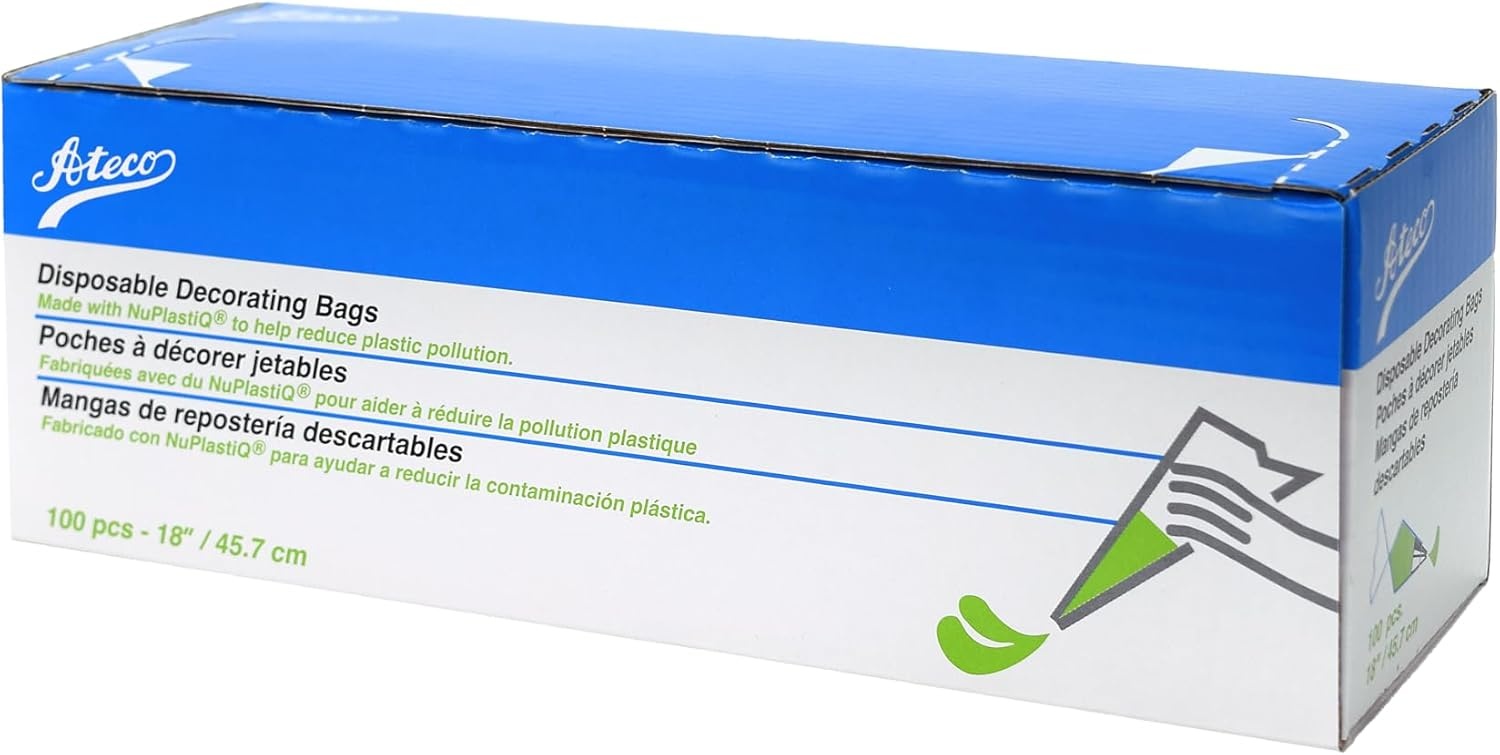 image:imageAteco 4412 Plastic Disposable Piping and Cake Decorating Bags with NuPlastiQ Pack of 100 ClearWhite