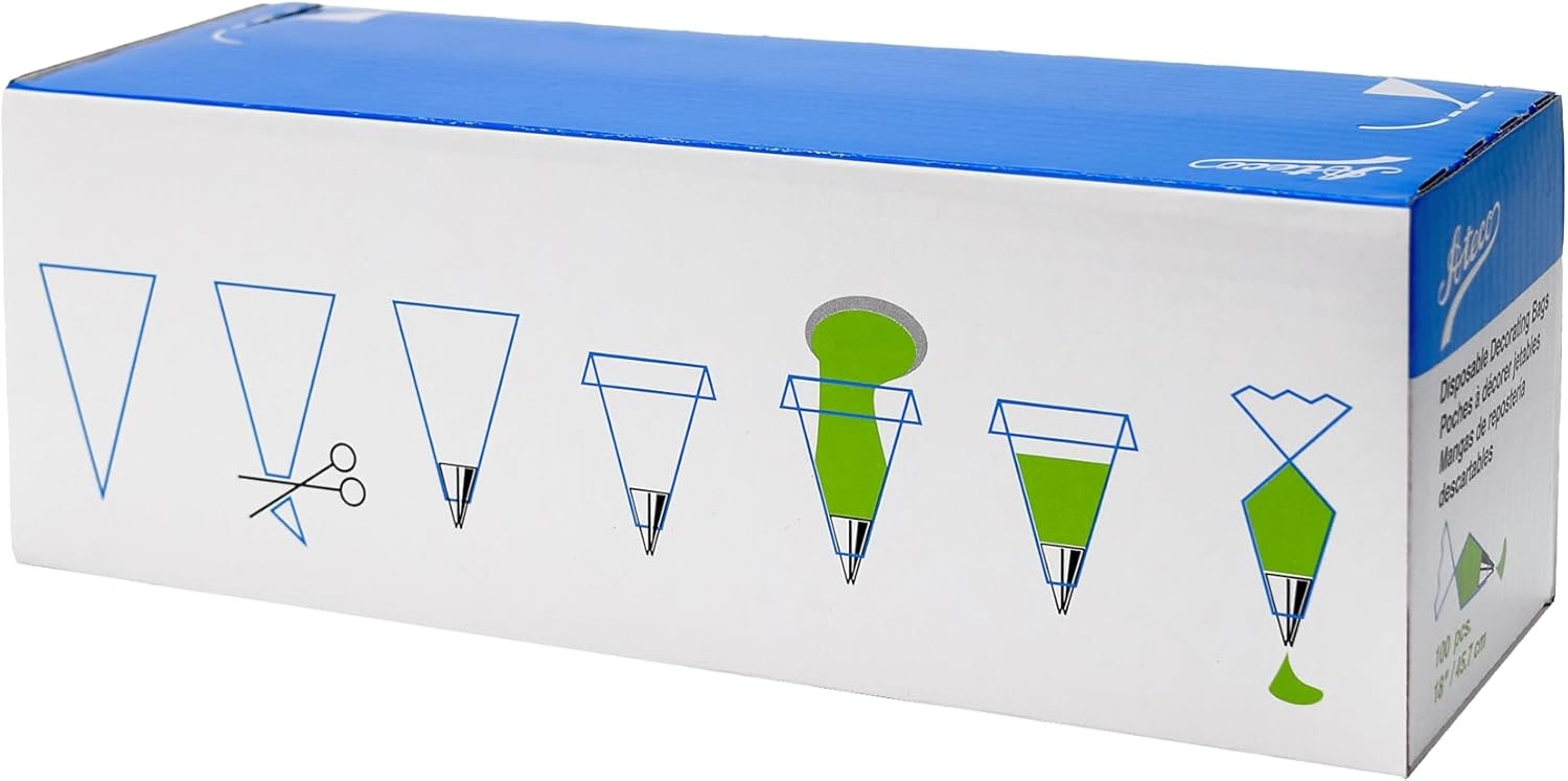 image:imageAteco 4412 Plastic Disposable Piping and Cake Decorating Bags with NuPlastiQ Pack of 100 ClearWhite
