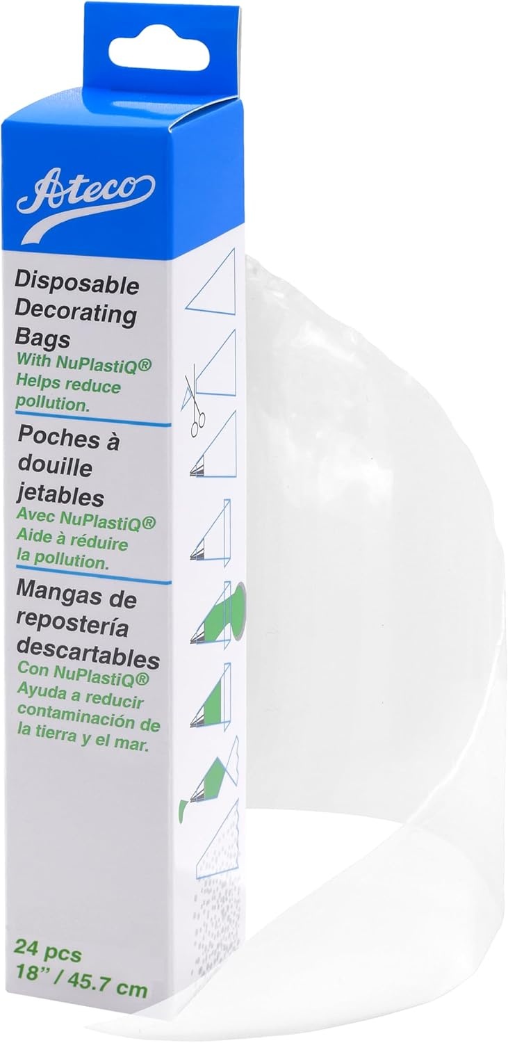 image:imageAteco 4412 Plastic Disposable Piping and Cake Decorating Bags with NuPlastiQ Pack of 100 ClearWhite