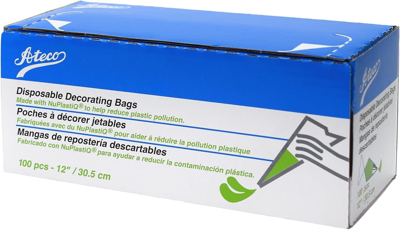 image:imageAteco 4412 Plastic Disposable Piping and Cake Decorating Bags with NuPlastiQ Pack of 100 ClearWhite