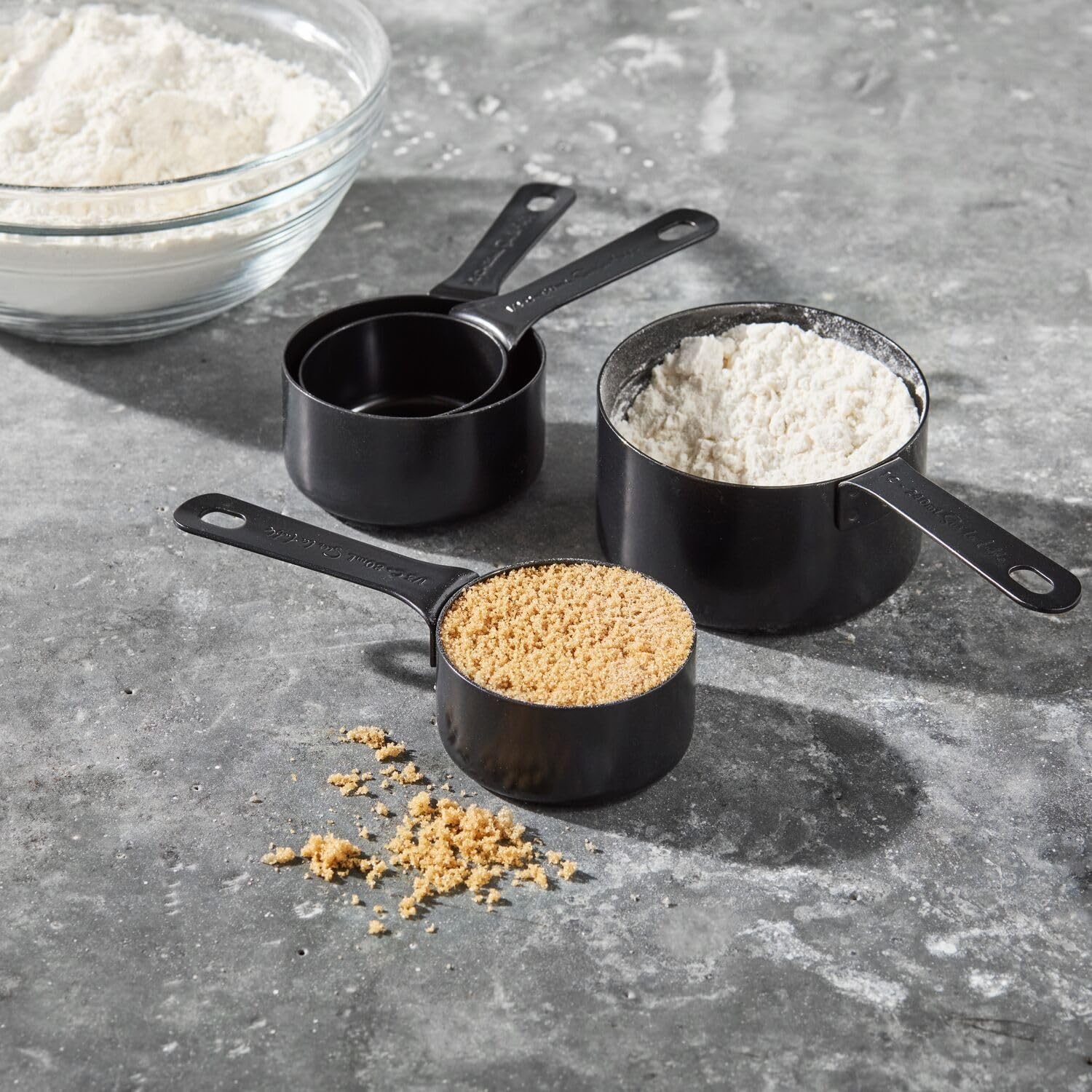 image:imageSur La Table Black Measuring Cups Set of 4 Stainless Steel Nesting Cups in Sleek Black Finish for Precise Baking Measurements Set of 4